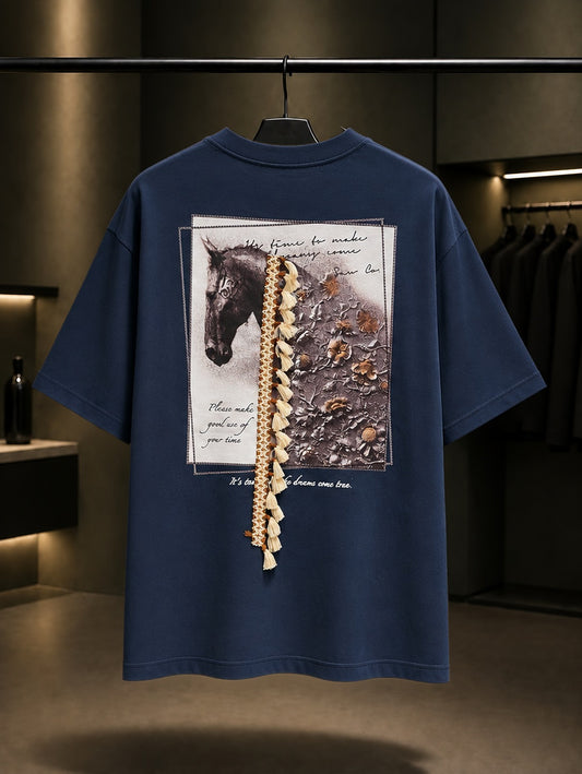 Zamanın Kıymeti Oversize Tişört – Lacivert arka