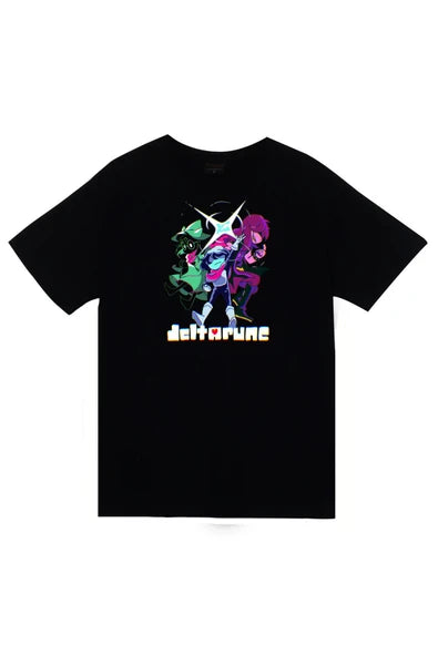 fame-stoned Deltarune – Oyun Baskılı Unisex %100 Pamuk Siyah T-shirt