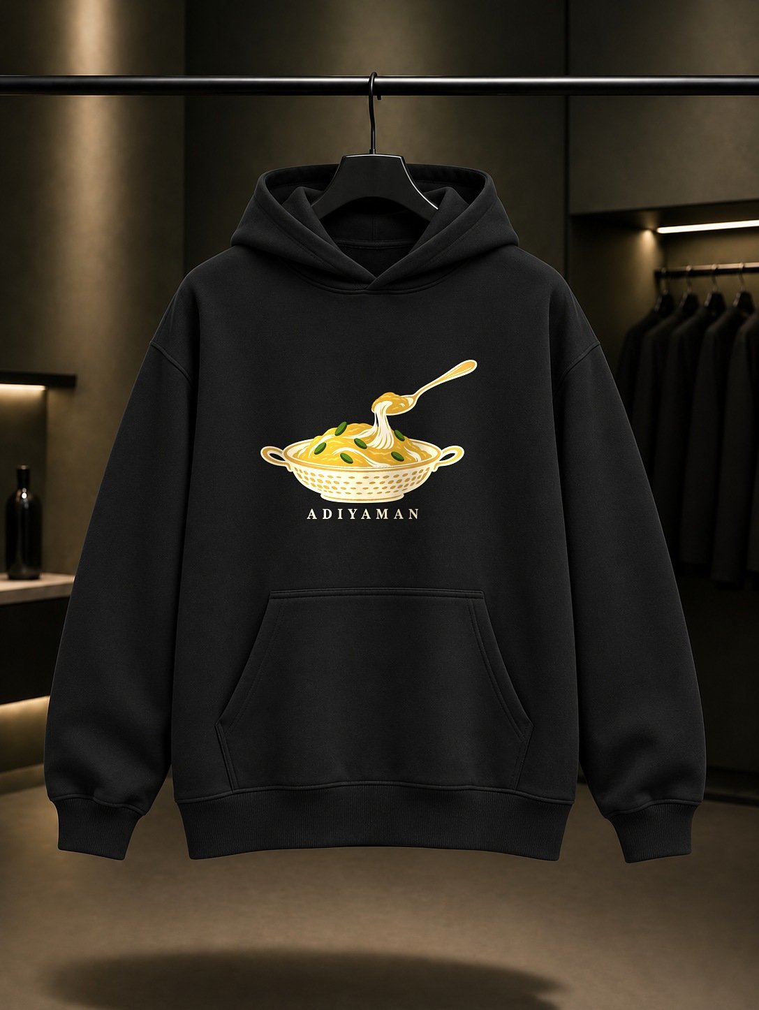 Adıyaman Peynirli Helva Kapüşonlu Sweatshirt – Siyah