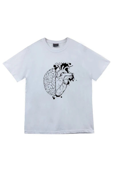 fame-stoned  Beyaz Heart Baskılı T-shirt