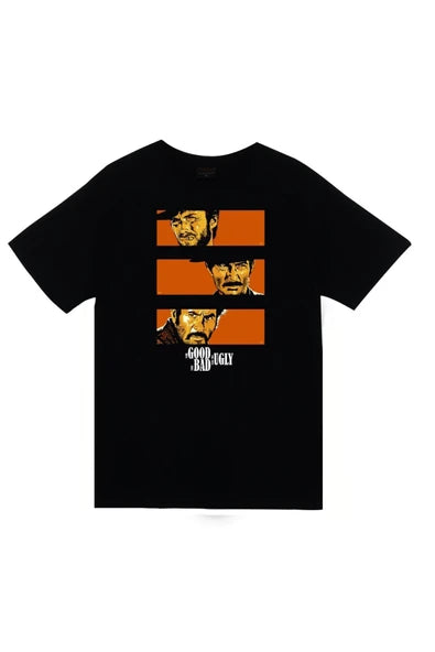 fame-stoned  İyi Kötü Çirkin Baskılı Unisex %100 Pamuk Siyah T-shirt