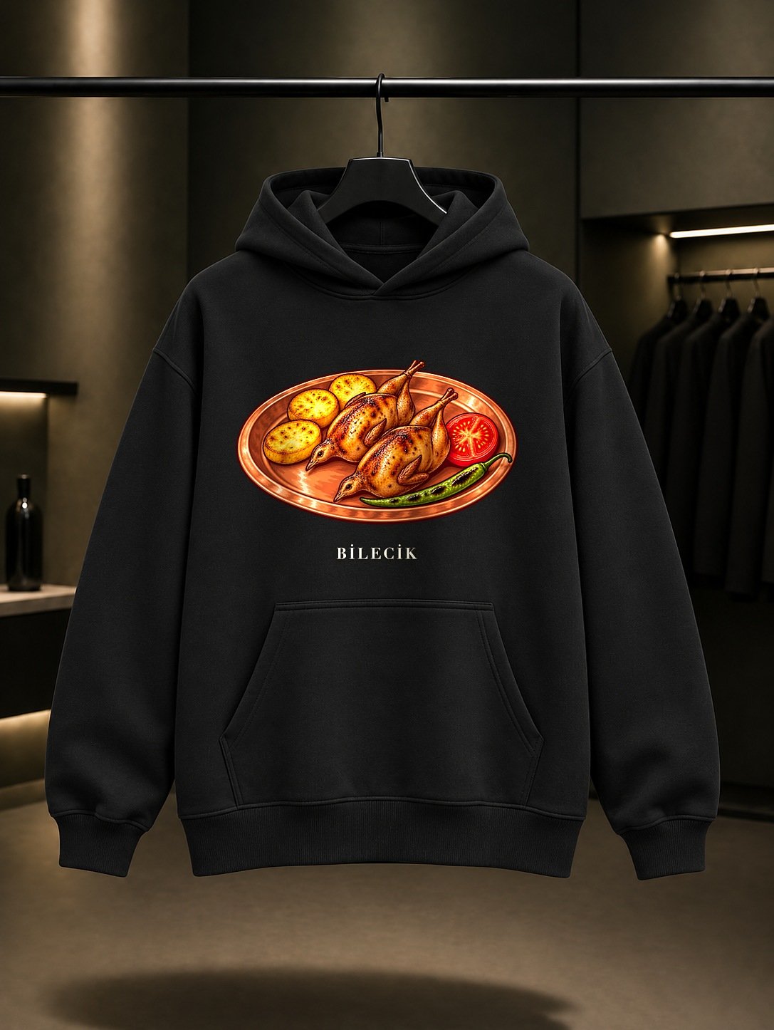 Bilecik Bıldırcın Kebabı Kapüşonlu Sweatshirt – Siyah