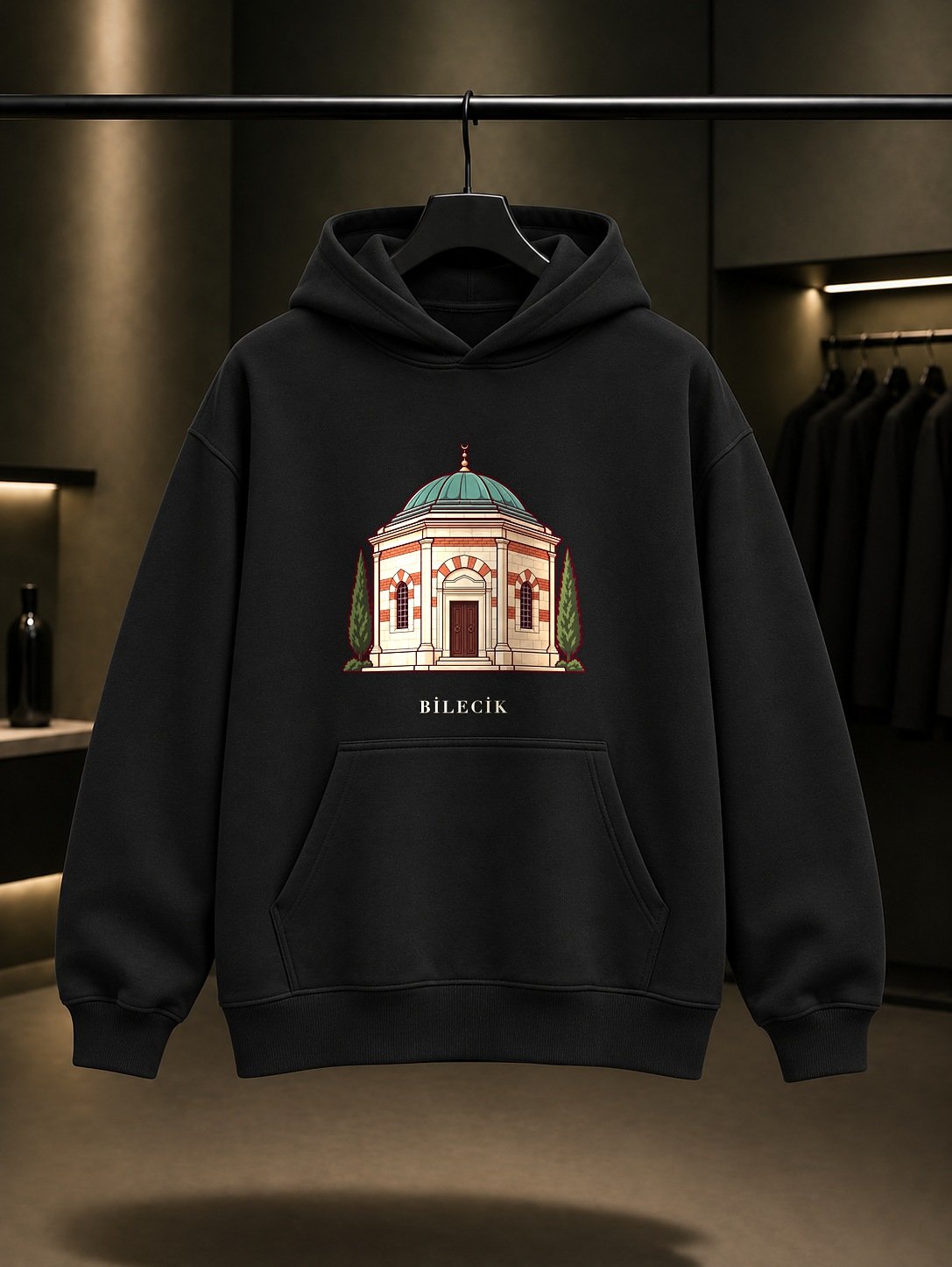 Bilecik Ertuğrul Gazi Türbesi Kapüşonlu Sweatshirt – Siyah