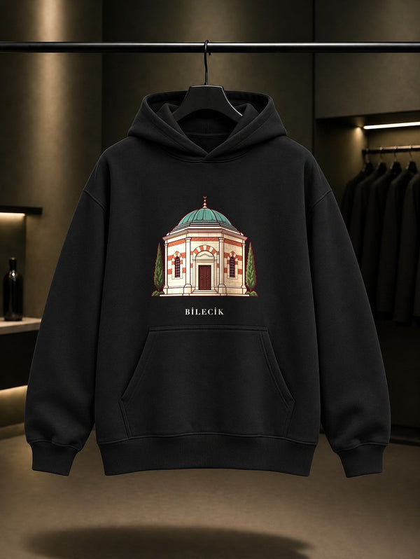 Bilecik Ertuğrul Gazi Türbesi Kapüşonlu Sweatshirt – Siyah