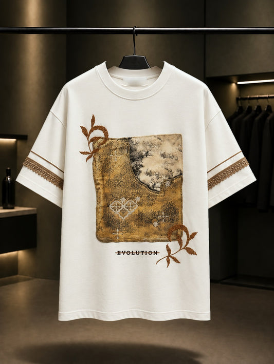 Evolution Oversize Tişört – Krem arka