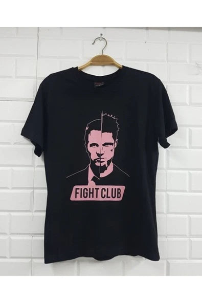 fame-stoned  Siyah Fıght Club Baskılı T-shirt