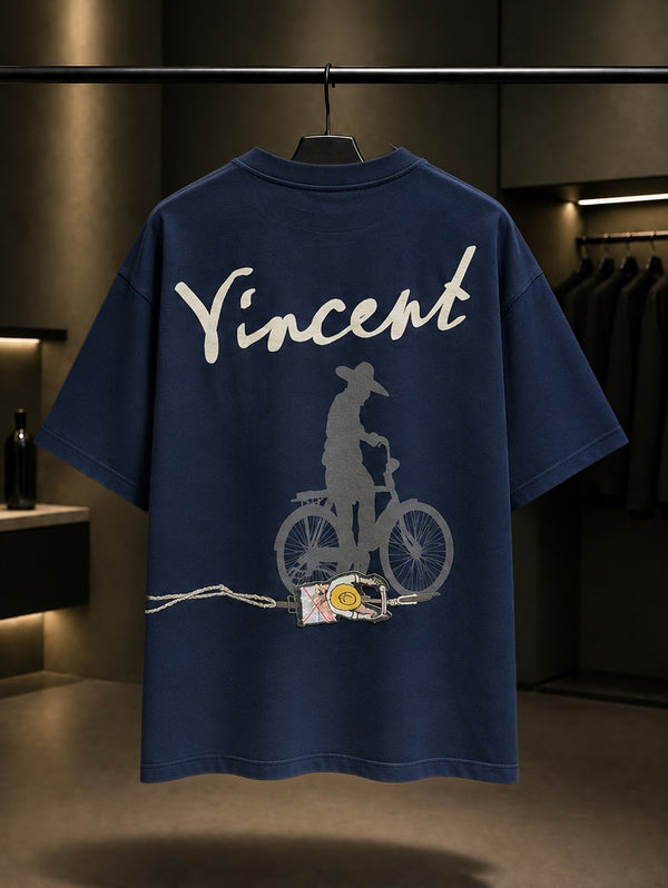 Vincent Bisiklet Oversize Tişört – Lacivert arka