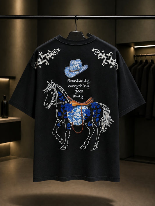 Geçip Giden Oversize Tişört – Siyah arka