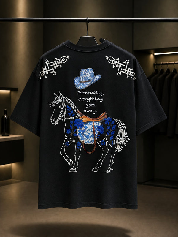 Geçip Giden Oversize Tişört – Siyah arka