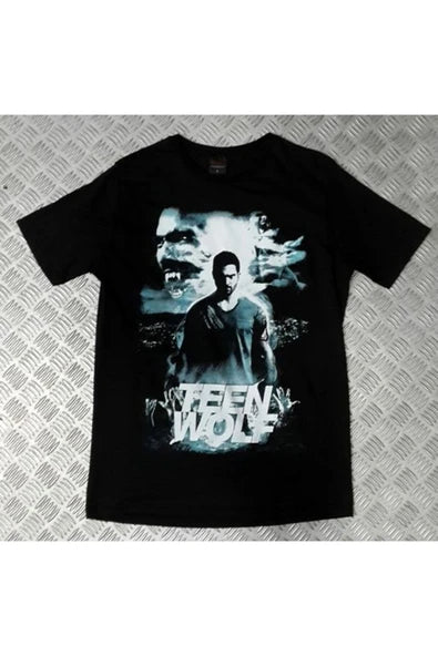 fame-stoned  Teen Wolf Dizi Baskılı Unisex %100 Pamuk Siyah T-shirt