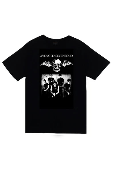 fame-stoned  Avenged Sevenfold Baskılı Unisex %100 Pamuk Siyah T-shirt