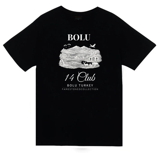 Bolu - Abant - Yedigöller - Gölcük - Doğa - Şehir Baskılı Unisex %100 Pamuk Siyah T-shirt