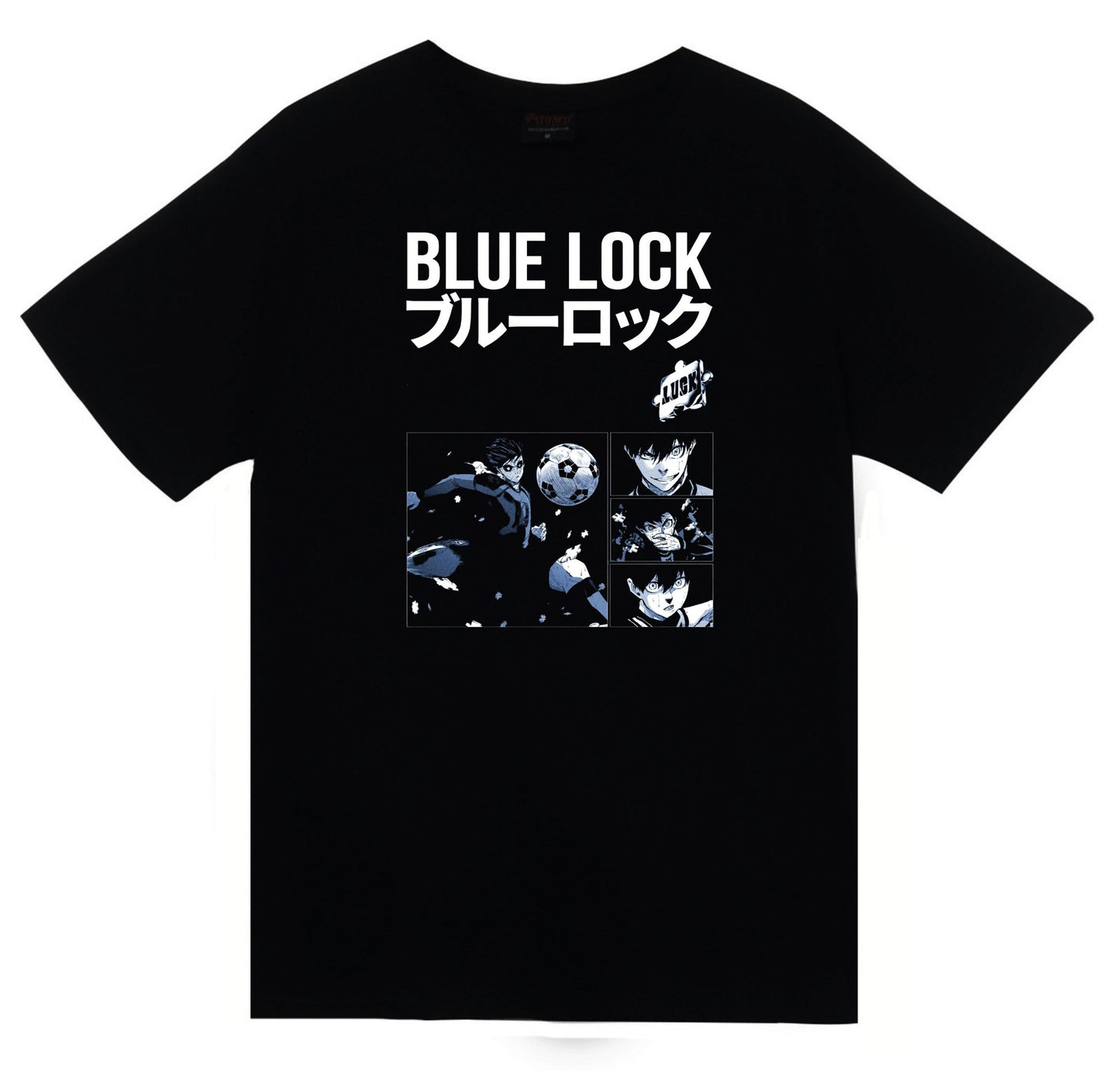 Blue Lock Anime Baskılı Unisex %100 Pamuk Siyah T-shirt