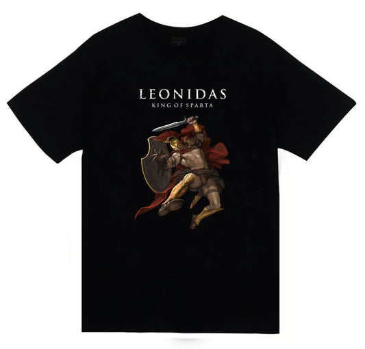 Leonidas - 300 Spartalı - The Spartan Baskılı Unisex %100 Pamuk Siyah T-shirt