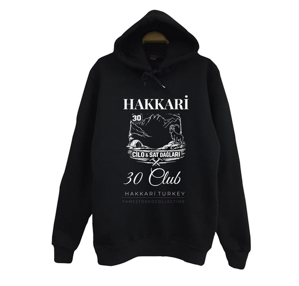 Hakkâri - 30 - Cilo - Sat - Şehir baskılı siyah kapüşonlu sweatshirt