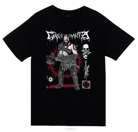 God Of War - Kratos - Oyun Baskılı Unisex %100 Pamuk Siyah T-shirt