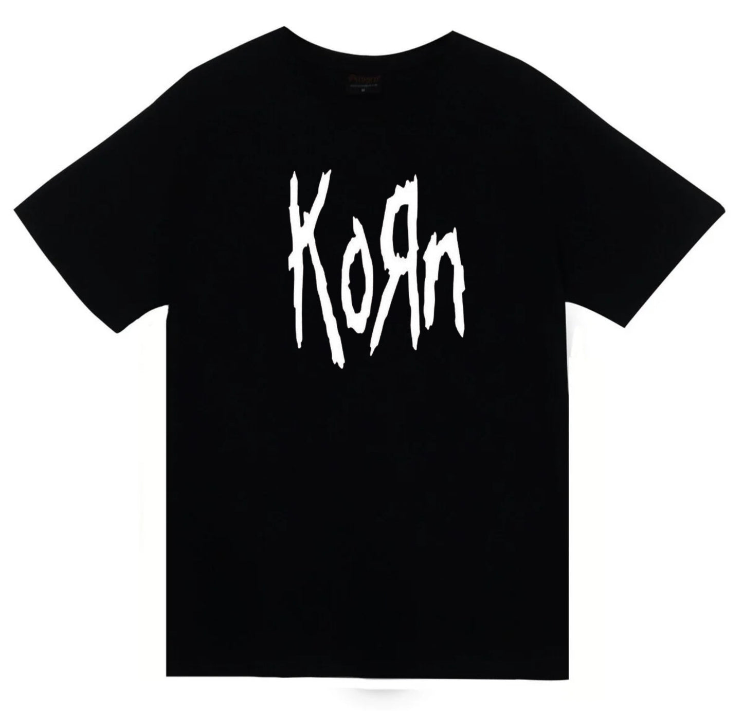 Korn Baskılı Unisex %100 Pamuk Siyah T-shirt
