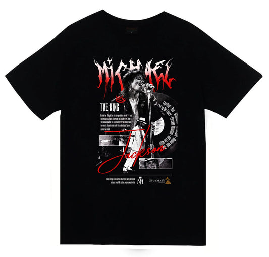 Michael Jackson Baskılı Unisex %100 Pamuk Siyah T-shirt
