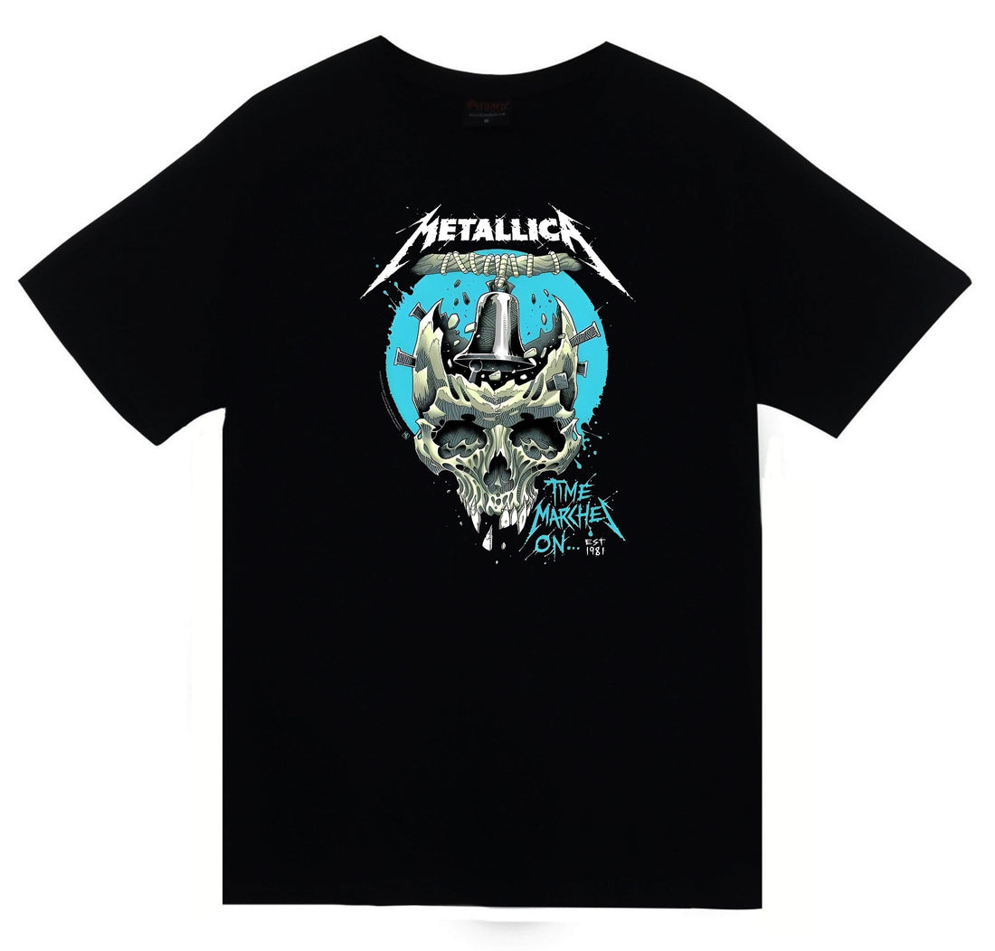 Metallica Çekiçle parçalanan kafatası, Time baskılı siyah tişört