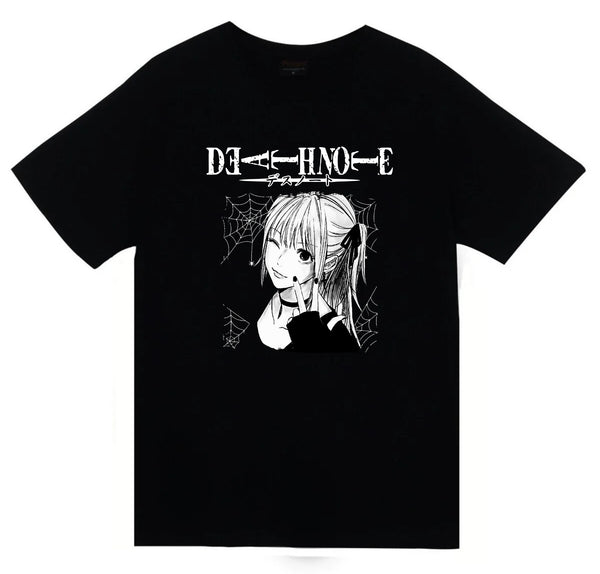 Death Note - Misa Amane portresi baskılı siyah tişört