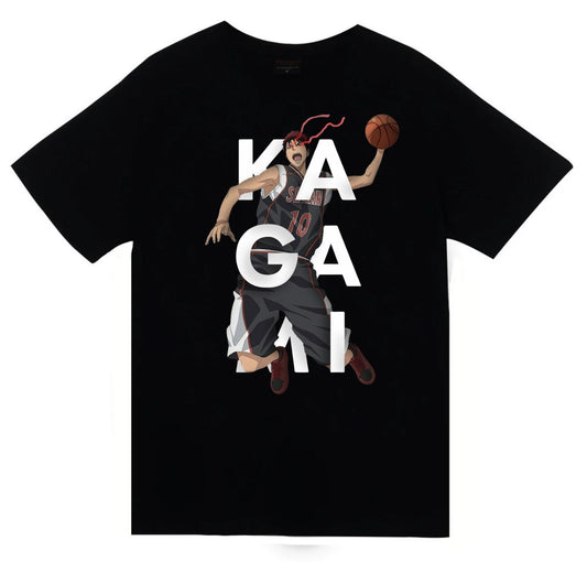 Kuroko no Basket - Taiga Kagami - Anime Baskılı Unisex %100 Pamuk Siyah T-shirt