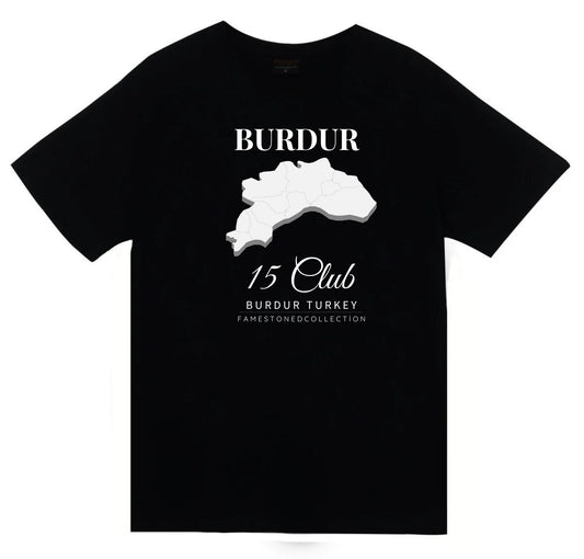 Burdur - 15 - Salda - Sagalassos - Lavanta Baskılı Unisex %100 Pamuk Siyah T-shirt