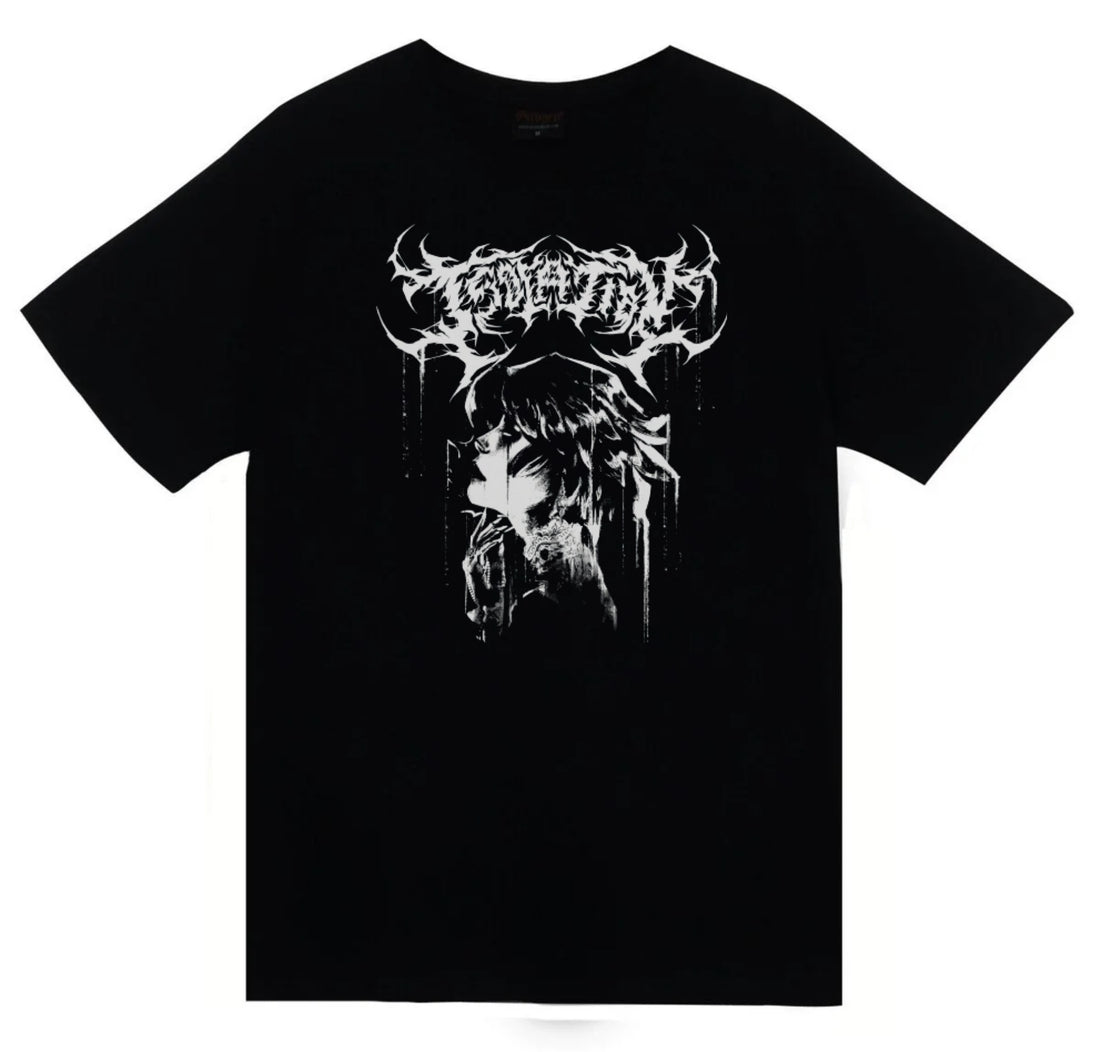 Gothic Black metal tarzı okunması baskılı siyah tişört