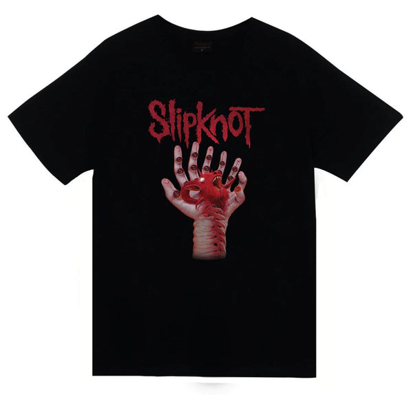 Slipknot Kanlı el ve kırmızı baskılı siyah tişört