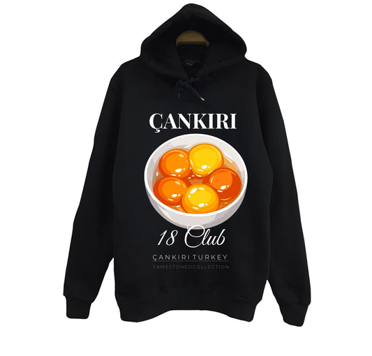 Çankırı - 18 - Tuz Mağarası - Ilgaz - Şehir Baskılı Unisex %100 Pamuk Siyah Kapüşonlu Sweatshirt