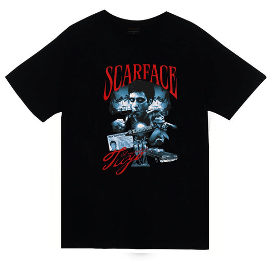 Scarface - Tony Montana Baskılı Unisex %100 Pamuk T-shirt