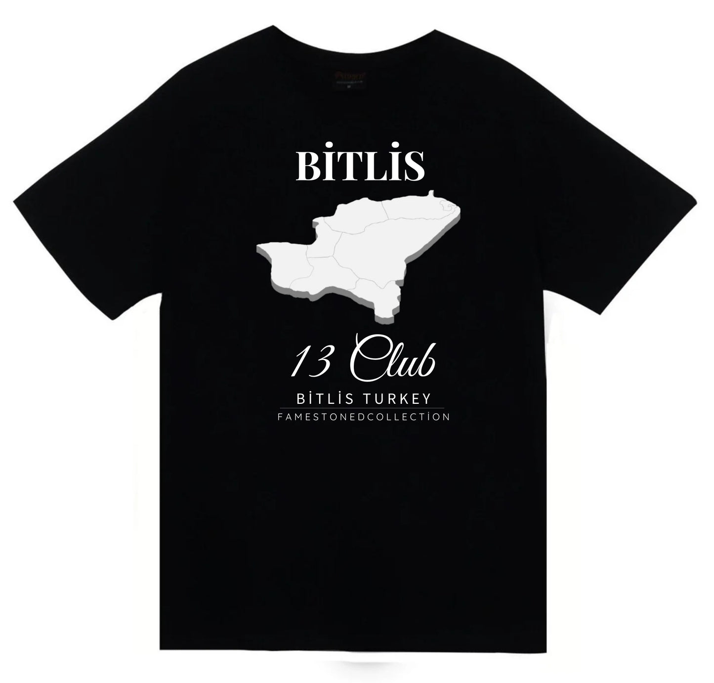 Bitlis - Nemrut - Van Gölü - Tatvan - Doğa - Şehir Baskılı Unisex %100 Pamuk Siyah T-shirt