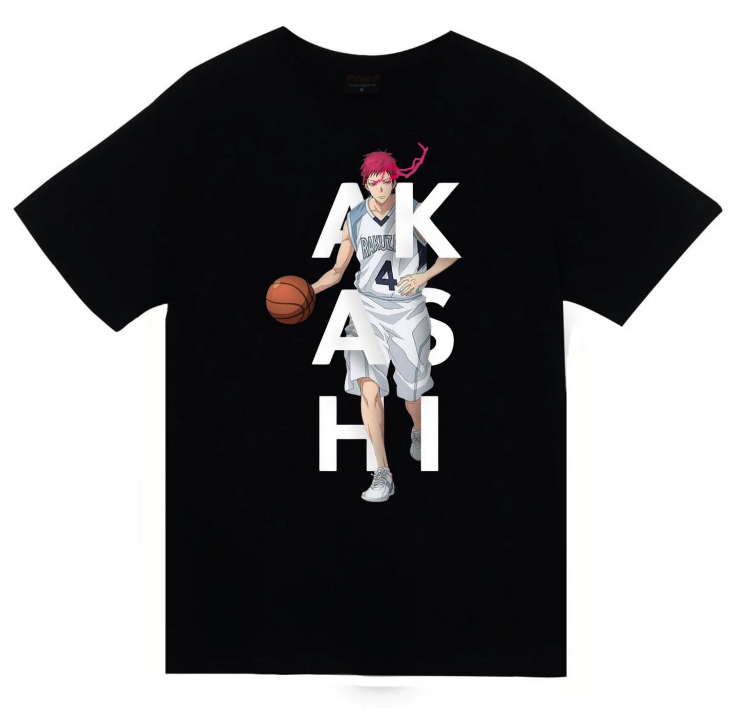 Kuroko no Basket - Seijūrō Akashi - Anime Baskılı Unisex %100 Pamuk Siyah T-shirt
