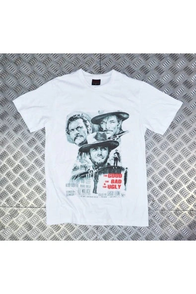 fame-stoned  Good Bad Ugly Baskılı Unisex %100 Pamuk Beyaz T-shirt