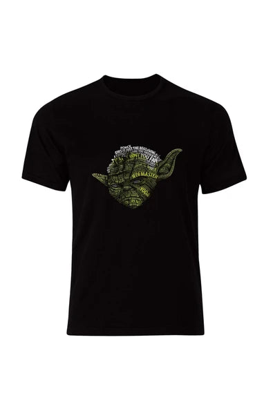 fame-stoned  Baby Yoda Baskılı Unisex %100 Pamuk Siyah T-shirt