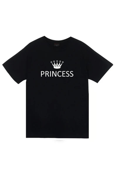 fame-stoned  Unisex Siyah Princess Prenses Baskılı T-shirt