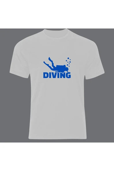 fame-stoned  Yüzme Dalış Swimming Baskılı Unisex %100 Pamuk Beyaz T-shirt