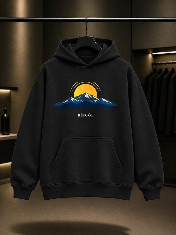 Bingöl Karlıova Gün Doğumu Kapüşonlu Sweatshirt – Siyah