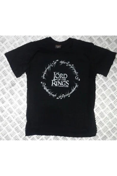 fame-stoned  Yüzüklerin Efendisi Baskılı Unisex %100 Pamuk Siyah T-shirt