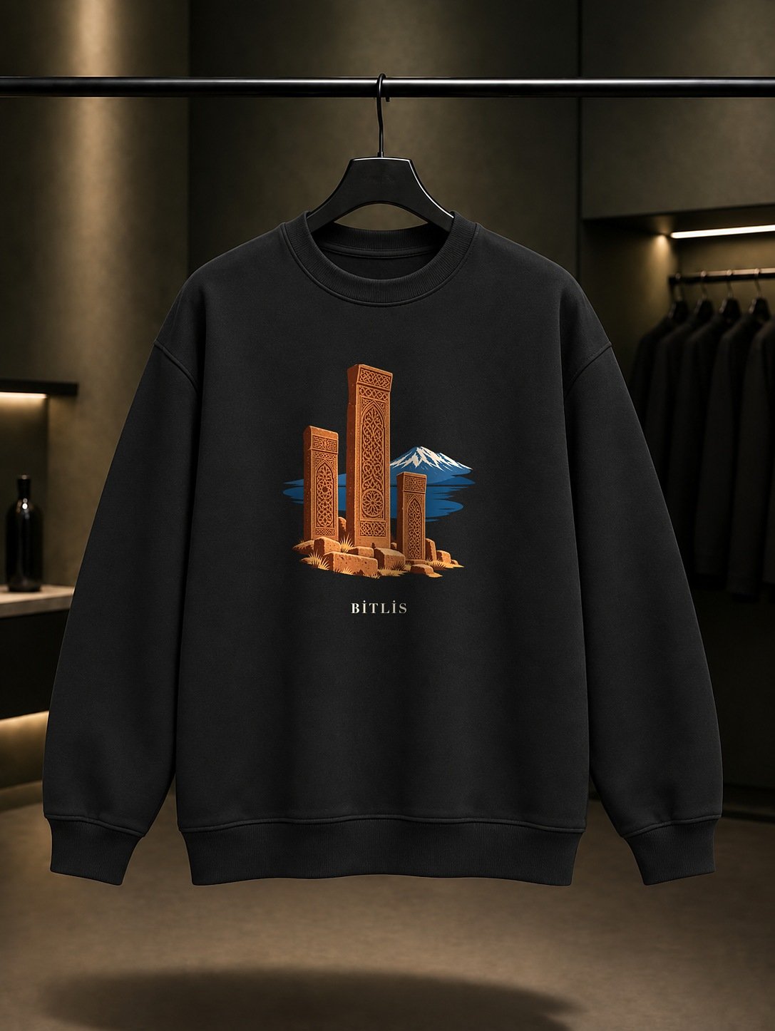 Bitlis Ahlat Selçuklu Mezarlığı Sweatshirt – Siyah