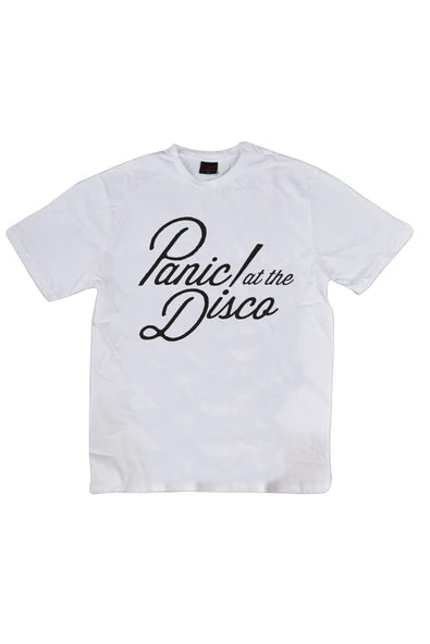 fame-stoned  Panic At The Disco Baskılı Unisex %100 Pamuk Beyaz T-shirt