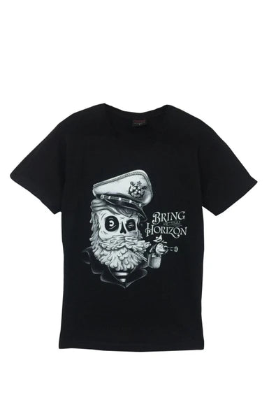 fame-stoned  Bring Me The Horizon Baskılı Unisex %100 Pamuk Siyah T-shirt