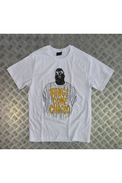 fame-stoned  Unisex Beyaz Bıggıe Baskılı T-shirt