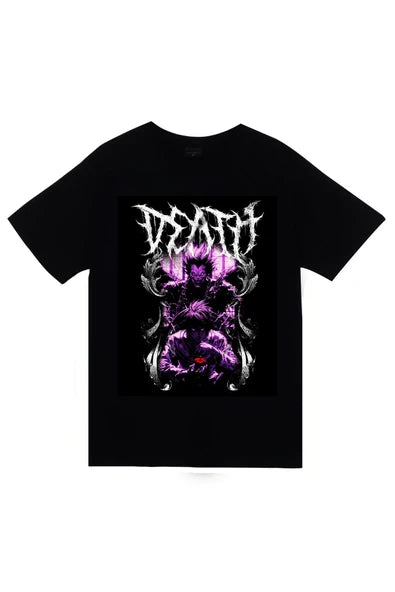 fame-stoned Death Note Anime Baskılı Unisex %100 Pamuk Siyah T-shirt