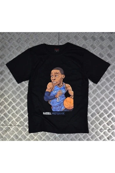 fame-stoned  Unisex Siyah Oklahoma - Russell Westbrook Baskılı T-Shirt