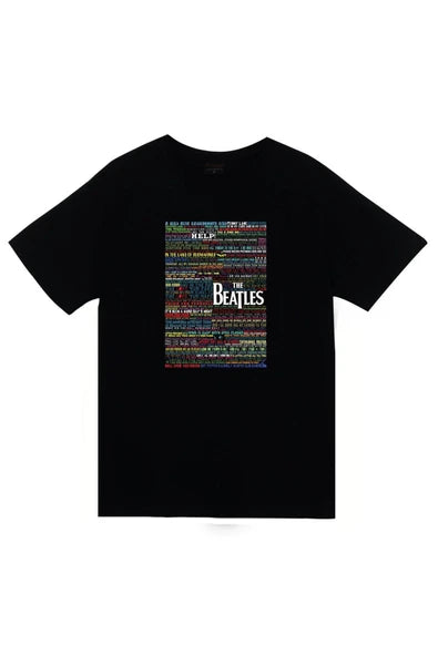 fame-stoned The Beatles Baskılı Unisex %100 Pamuk Siyah T-shirt