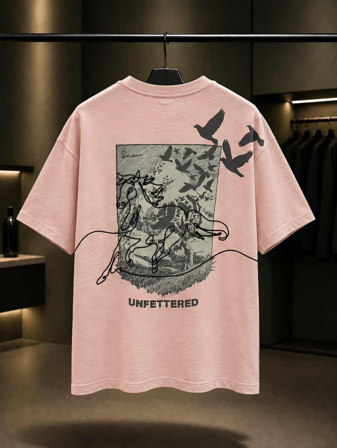 Unfettered Oversize Tişört – Pembe arka