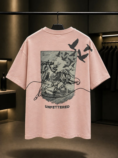 Unfettered Oversize Tişört – Pembe arka