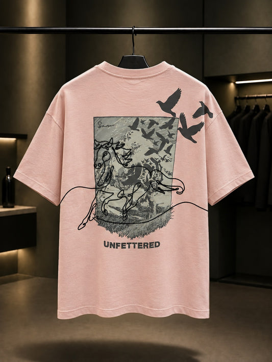 Unfettered Oversize Tişört – Pembe arka
