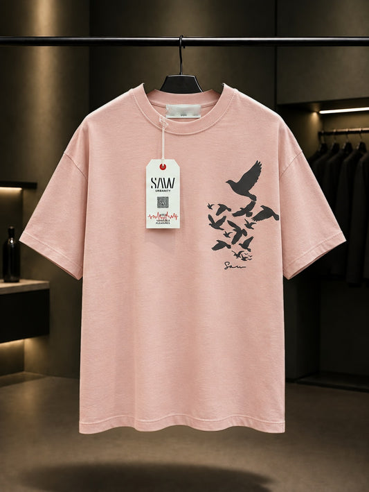 Unfettered Oversize Tişört – Pembe ön