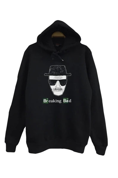 fame-stoned Breaking Bad Baskılı Unisex %100 Pamuk Siyah Sweatshirt